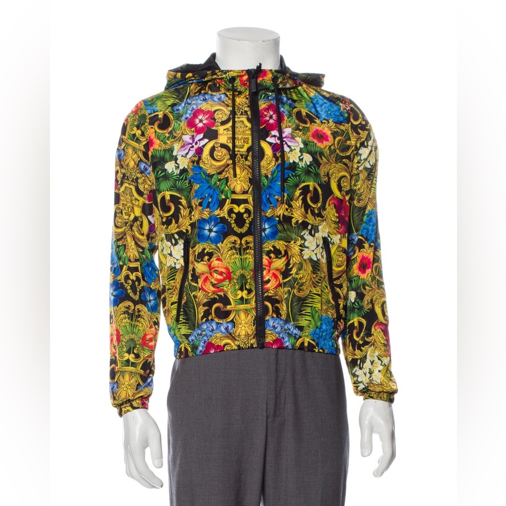 Versace Jeans Couture Jungle Baroque Printed Windbreaker Jacket, NWT, Size 44
